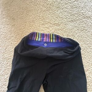 lululemon athletica Black Leggings with Striped Waistband - Flared bottoms